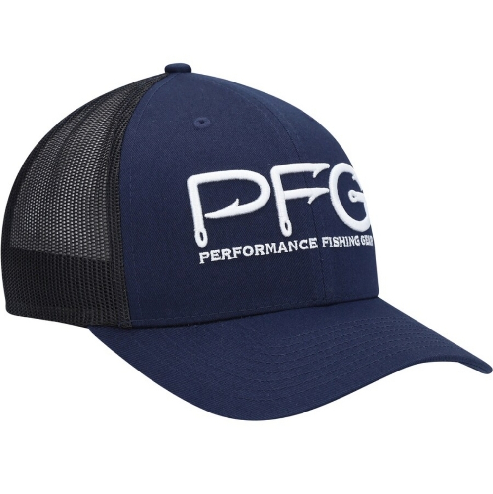 Columbia PFG Hooks Logo Snapback Hat - Navy Trucker Cap